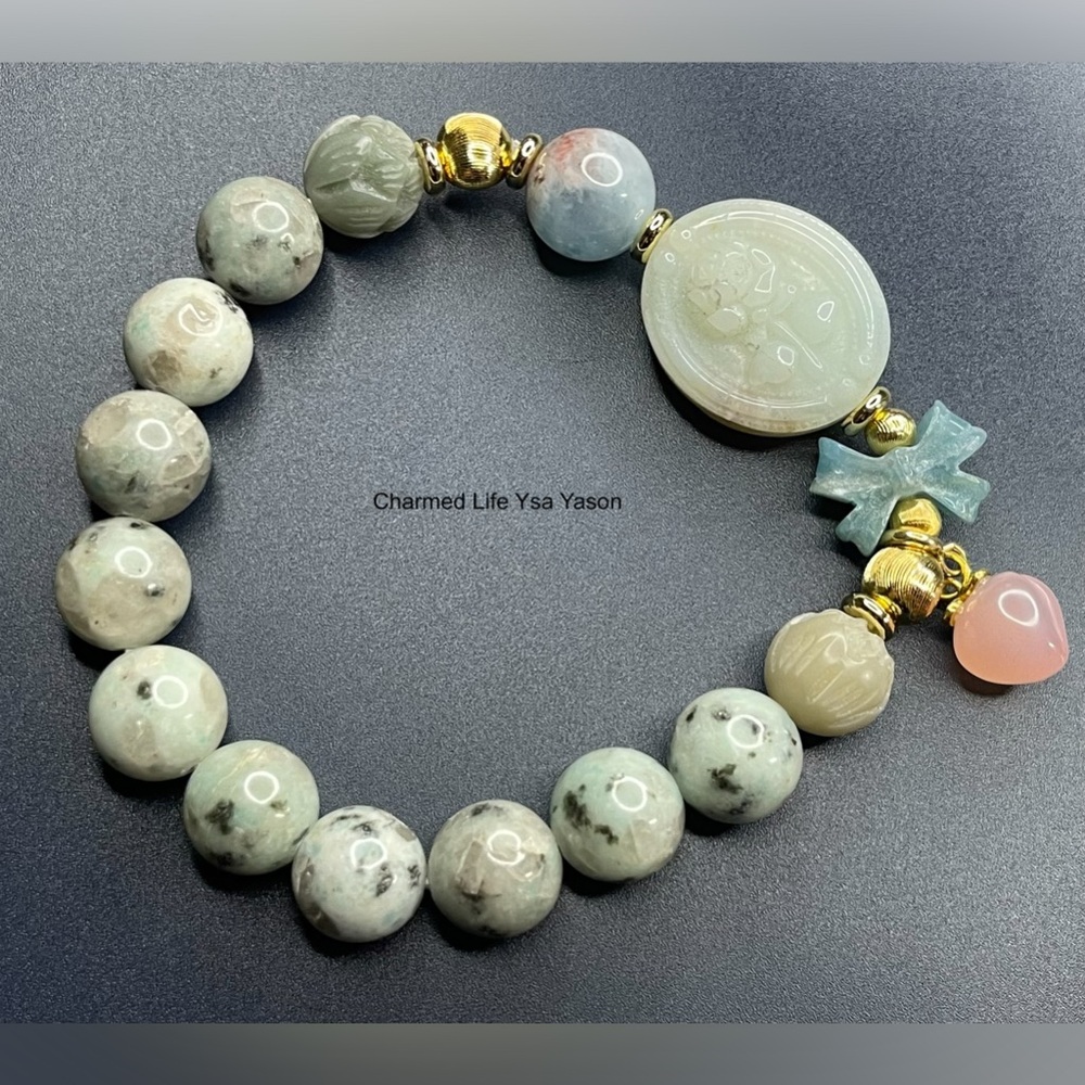 Mint shade Kiwi Jaspers, Aquamarine, Amazonite,Lotus, Peach agate
